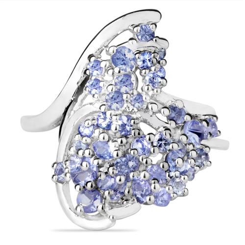 BUY STERLING SILVER NATURAL TANZANITE GEMSTONE RING 